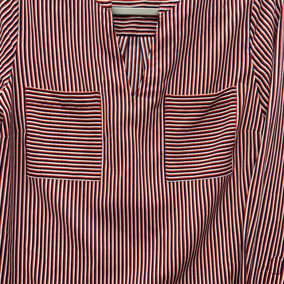 Cabi Women Stripes Blouse Small Red Blue White Long Sleeve Resortwear Valentines - Picture 12 of 13